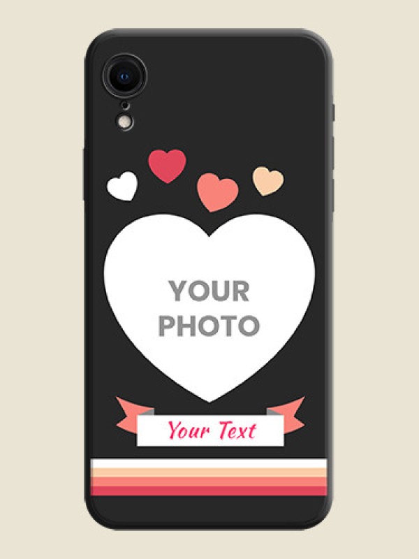 Custom Love Shaped Photo with Colorful Stripes on Personalised Space Black Soft Matte Cases - iPhone XR - alternate view