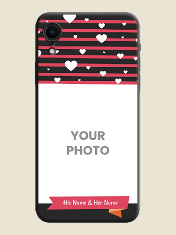 Custom White Color Love Symbols with Pink Lines Pattern on Space Black Custom Soft Matte Phone Cases - iPhone XR - alternate view