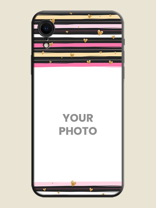 Custom Multicolor Lines and Golden Love Symbols Design - Photo on Space Black Soft Matte Mobile Cover - iPhone XR - alternate view