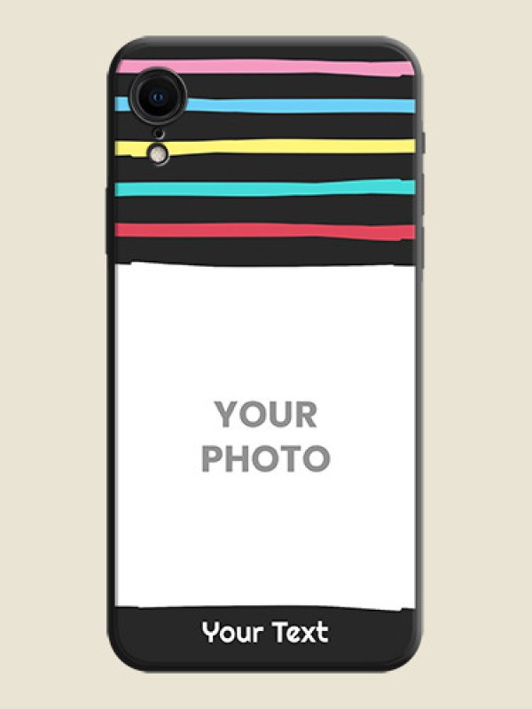 Custom Multicolor Lines with Image on Space Black Personalized Soft Matte Phone Covers - iPhone XR - alternate view
