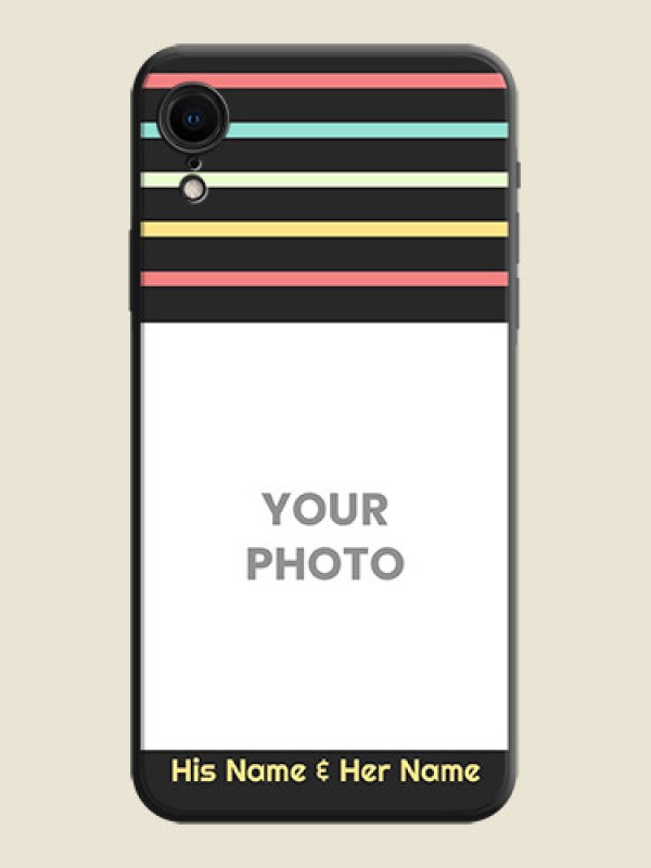 Custom Color Stripes with Photo and Text - Photo on Space Black Soft Matte Mobile Case - iPhone XR - alternate view