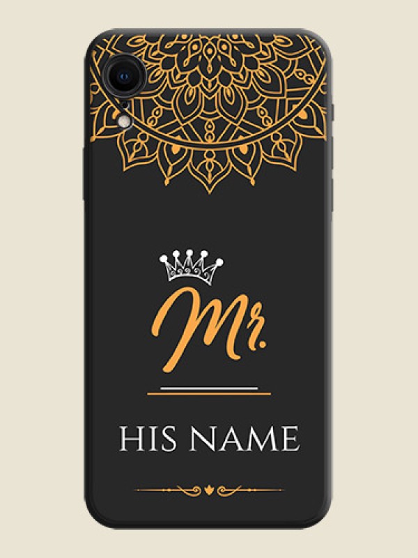 Custom Mr Name with Floral Design  on Personalised Space Black Soft Matte Cases - iPhone XR - alternate view