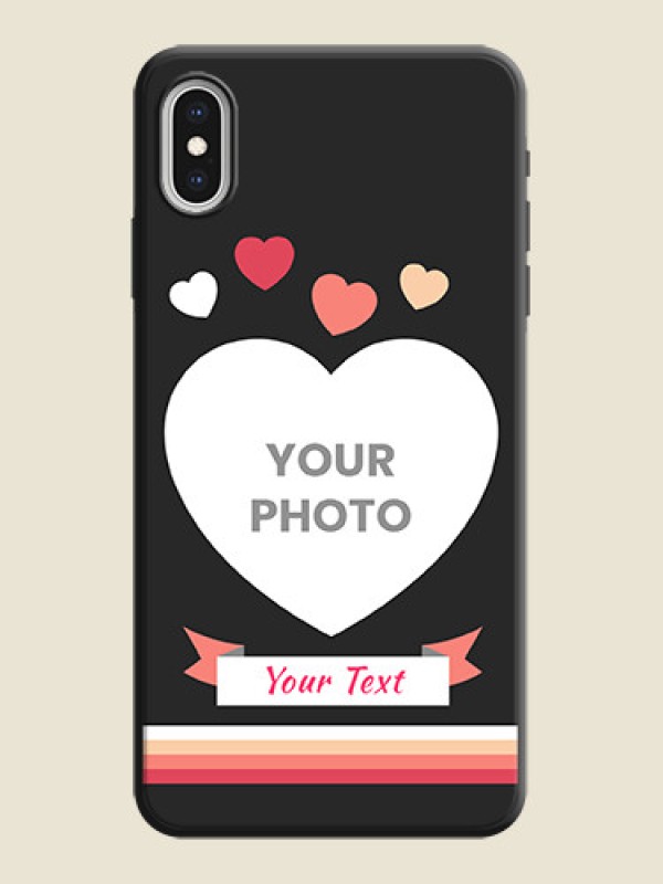Custom Love Shaped Photo with Colorful Stripes on Personalised Space Black Soft Matte Cases - iPhone XS Max - alternate view
