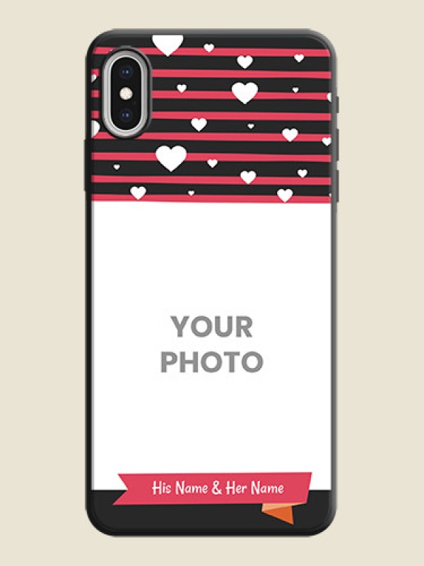Custom White Color Love Symbols with Pink Lines Pattern on Space Black Custom Soft Matte Phone Cases - iPhone XS Max - alternate view