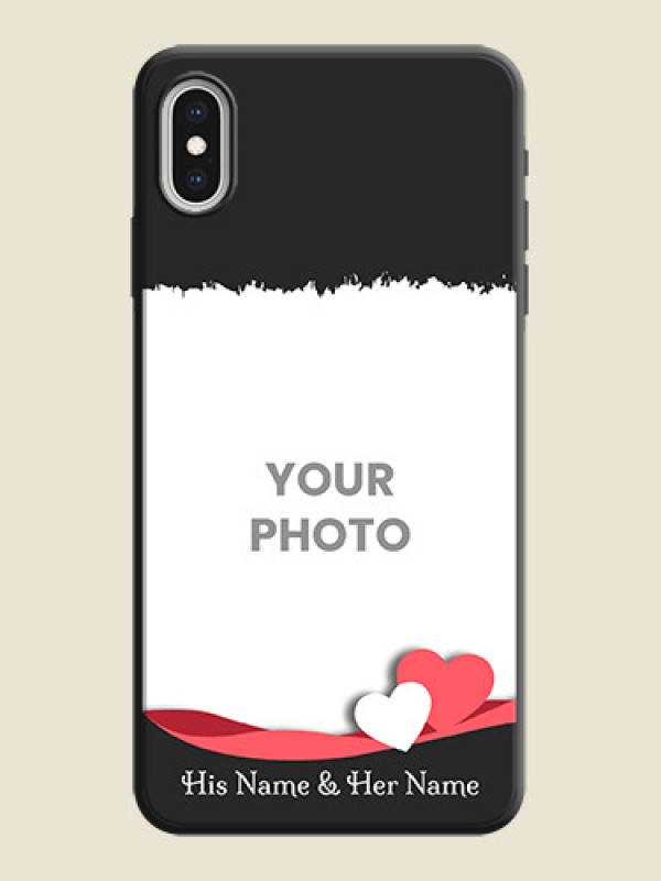 Custom Pink Color Love Shaped Ribbon Design with Text on Space Black Custom Soft Matte Phone Back Cover - iPhone XS Max - alternate view
