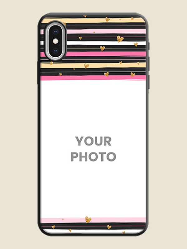 Custom Multicolor Lines and Golden Love Symbols Design - Photo on Space Black Soft Matte Mobile Cover - iPhone XS Max - alternate view