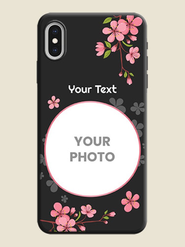 Custom Round Image with Pink Color Floral Design - Photo on Space Black Soft Matte Back Cover - iPhone XS Max - alternate view