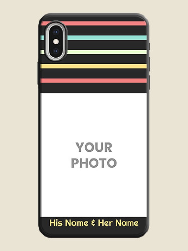 Custom Color Stripes with Photo and Text - Photo on Space Black Soft Matte Mobile Case - iPhone XS Max - alternate view