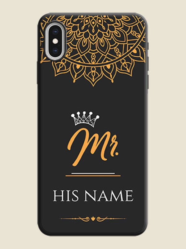 Custom Mr Name with Floral Design  on Personalised Space Black Soft Matte Cases - iPhone XS Max - alternate view