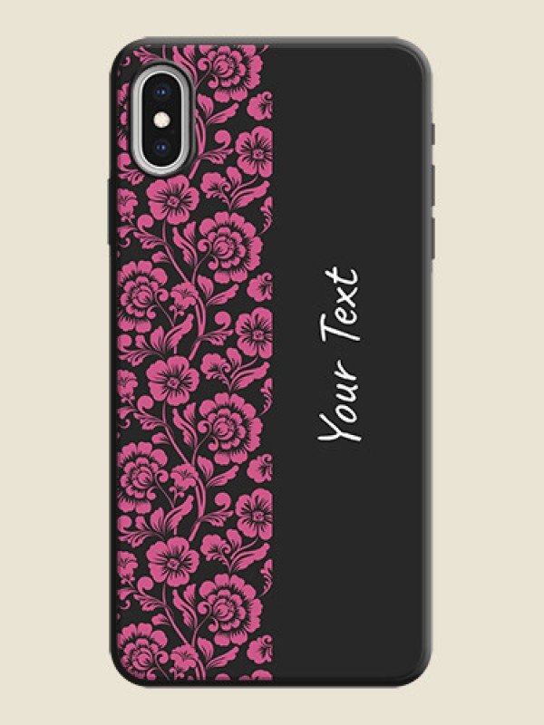 Custom Pink Floral Pattern Design With Custom Text On Space Black Personalized Soft Matte Phone Covers -Apple Iphone Xs Max - alternate view