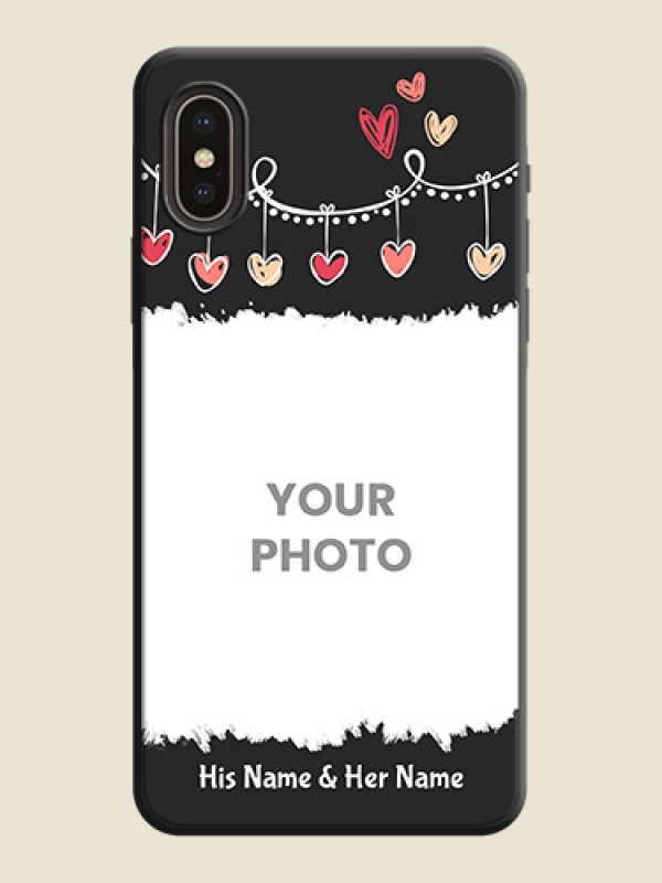 Custom Pink Love Hangings with Name on Space Black Custom Soft Matte Phone Cases - iPhone XS - alternate view