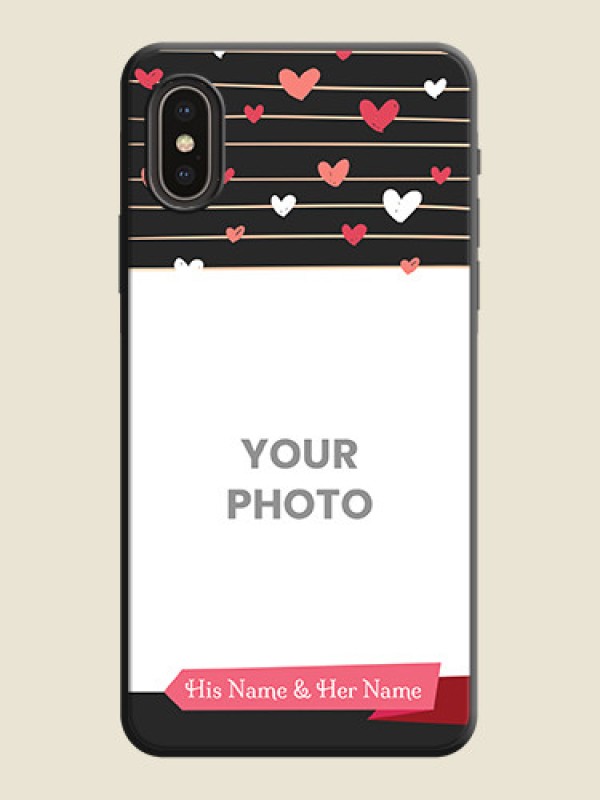 Custom Love Pattern with Name on Pink Ribbon  - Photo on Space Black Soft Matte Back Cover - iPhone XS - alternate view