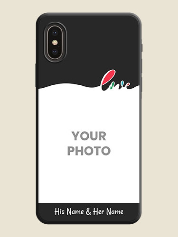 Custom Fall in Love Pattern with Picture - Photo on Space Black Soft Matte Mobile Case - iPhone XS - alternate view