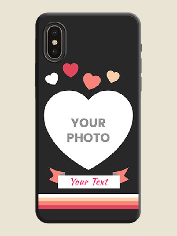 Custom Love Shaped Photo with Colorful Stripes on Personalised Space Black Soft Matte Cases - iPhone XS - alternate view