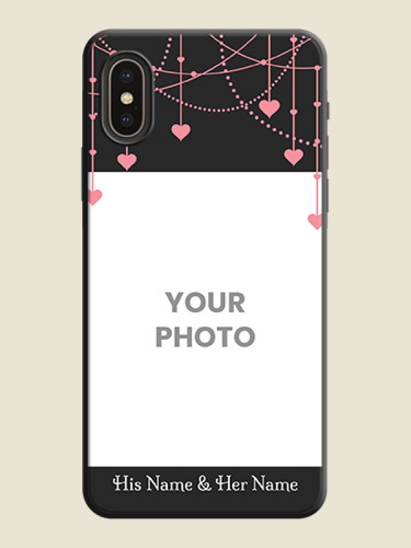 Custom Pink Love Hangings with Text on Space Black Custom Soft Matte Back Cover - iPhone XS - alternate view