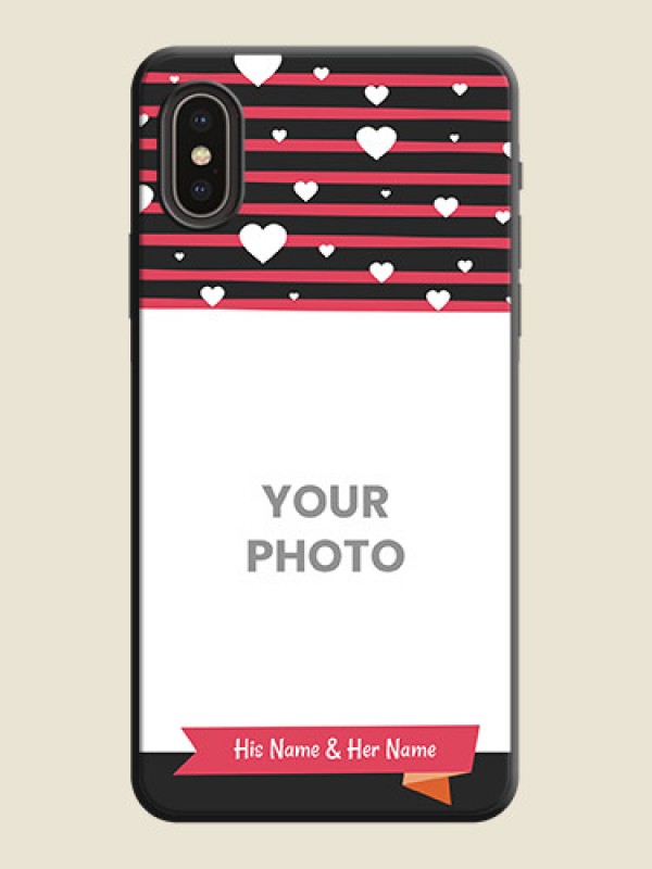 Custom White Color Love Symbols with Pink Lines Pattern on Space Black Custom Soft Matte Phone Cases - iPhone XS - alternate view