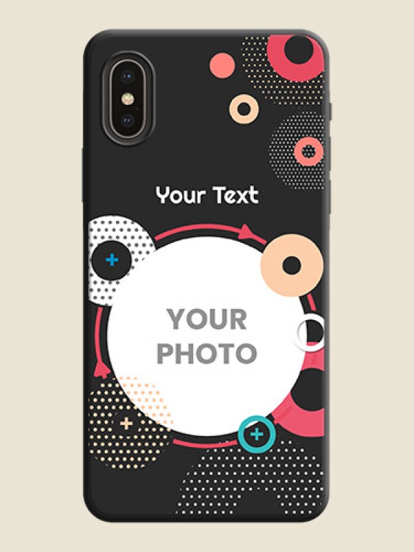 Custom Multicoloured Round Image on Personalised Space Black Soft Matte Cases - iPhone XS - alternate view