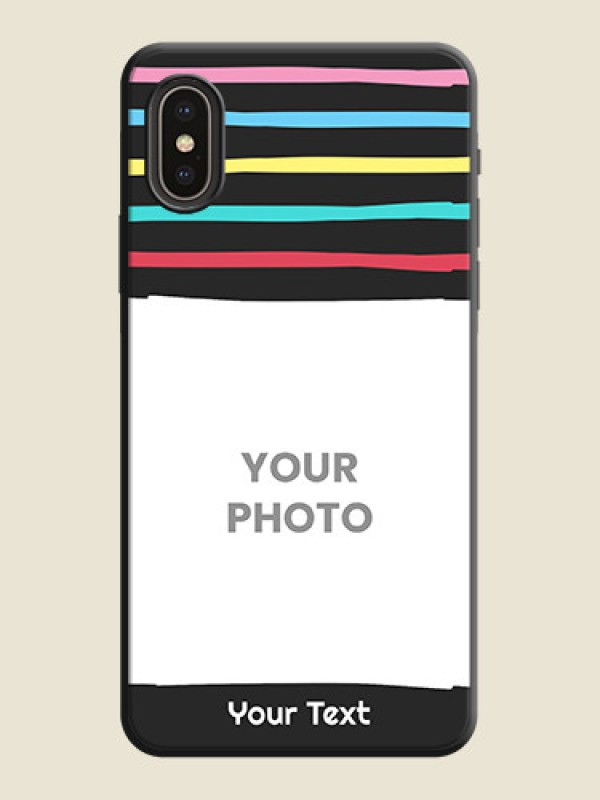 Custom Multicolor Lines with Image on Space Black Personalized Soft Matte Phone Covers - iPhone XS - alternate view