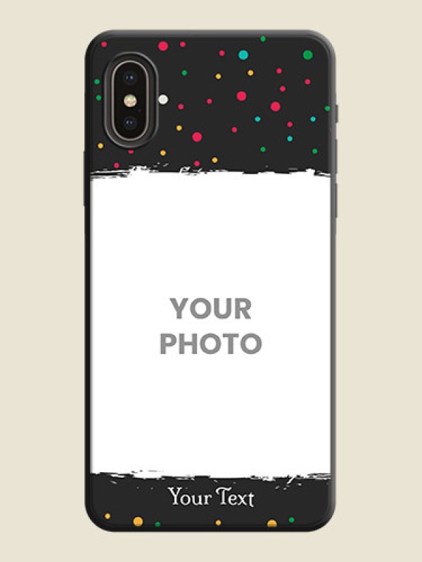 Custom Multicolor Dotted Pattern with Text on Space Black Custom Soft Matte Phone Back Cover - iPhone XS - alternate view