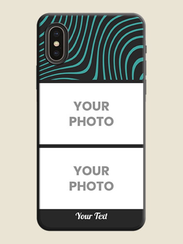 Custom Wave Pattern with 2 Image Holder on Space Black Personalized Soft Matte Phone Covers - iPhone XS - alternate view