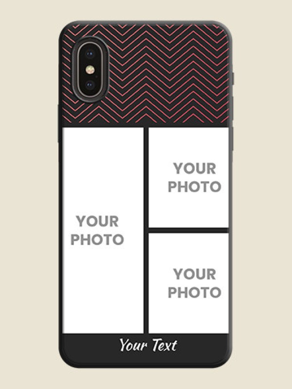 Custom Wave Pattern with 3 Image Holder on Space Black Custom Soft Matte Back Cover - iPhone XS - alternate view