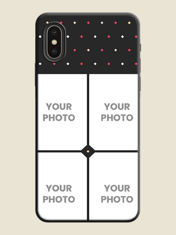 Custom Multicolor Dotted Pattern with 4 Image Holder on Space Black Custom Soft Matte Phone Cases - iPhone XS - alternate view