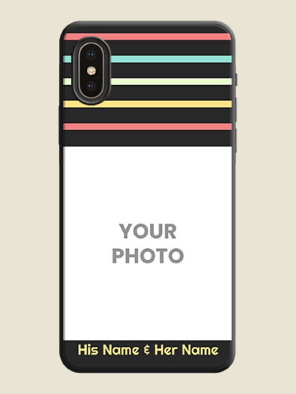 Custom Color Stripes with Photo and Text - Photo on Space Black Soft Matte Mobile Case - iPhone XS - alternate view
