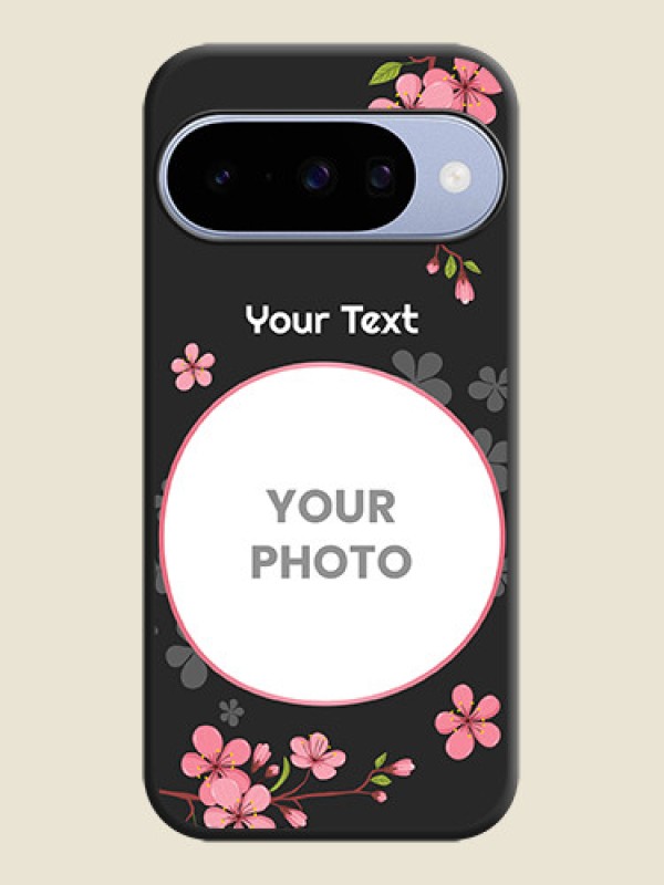 Custom Round Image with Pink Color Floral Design on Photo On Space Black Custom Soft Matte Mobile Back Cover - Google Pixel 10 5G - alternate view
