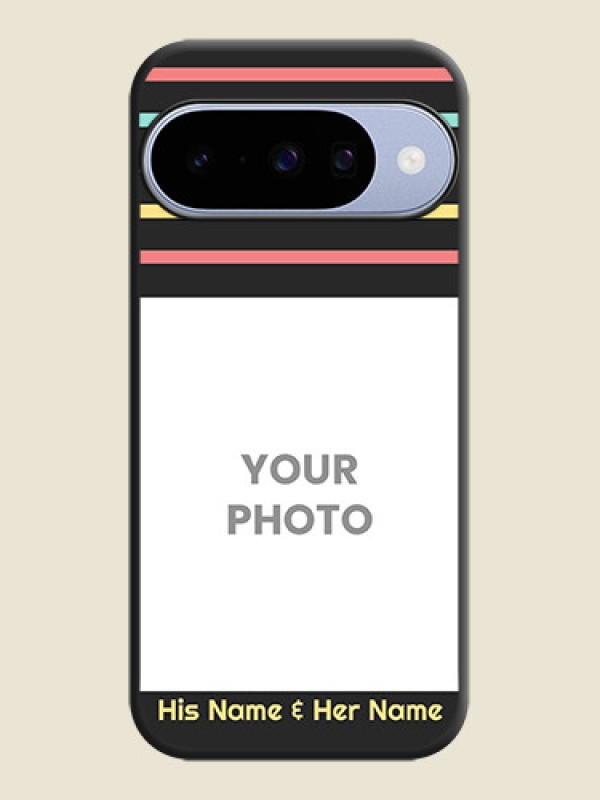 Custom Color Stripes with Photo and Text on Photo On Space Black Custom Soft Matte Mobile Back Cover - Google Pixel 10 5G - alternate view