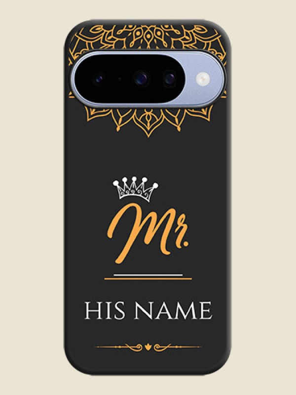 Custom Mr Name with Floral Design On Space Black Custom Soft Matte Mobile Back Cover - Google Pixel 10 5G - alternate view