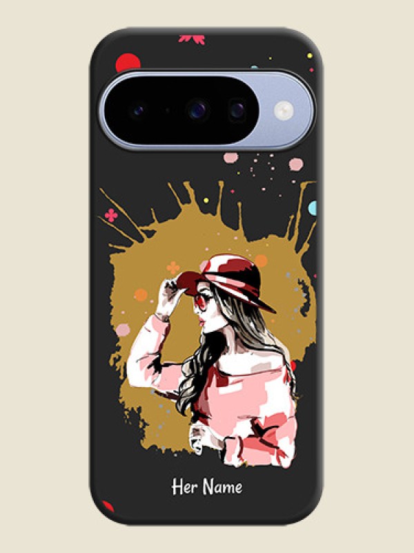 Custom Mordern Lady With Color Splash Background With Custom Text On Space Black Custom Soft Matte Mobile Back Cover - Google Pixel 10 5G - alternate view