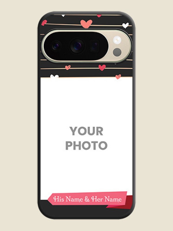 Custom Love Pattern with Name on Pink Ribbon on Photo On Space Black Custom Soft Matte Mobile Back Cover - Google Pixel 10 Pro 5G - alternate view