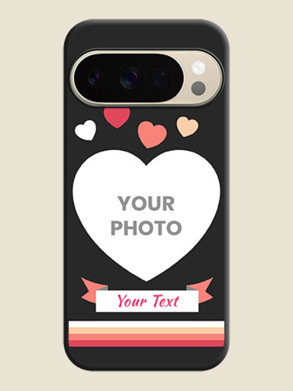 Custom Love Shaped Photo with Colorful Stripes On Space Black Custom Soft Matte Mobile Back Cover - Google Pixel 10 Pro 5G - alternate view
