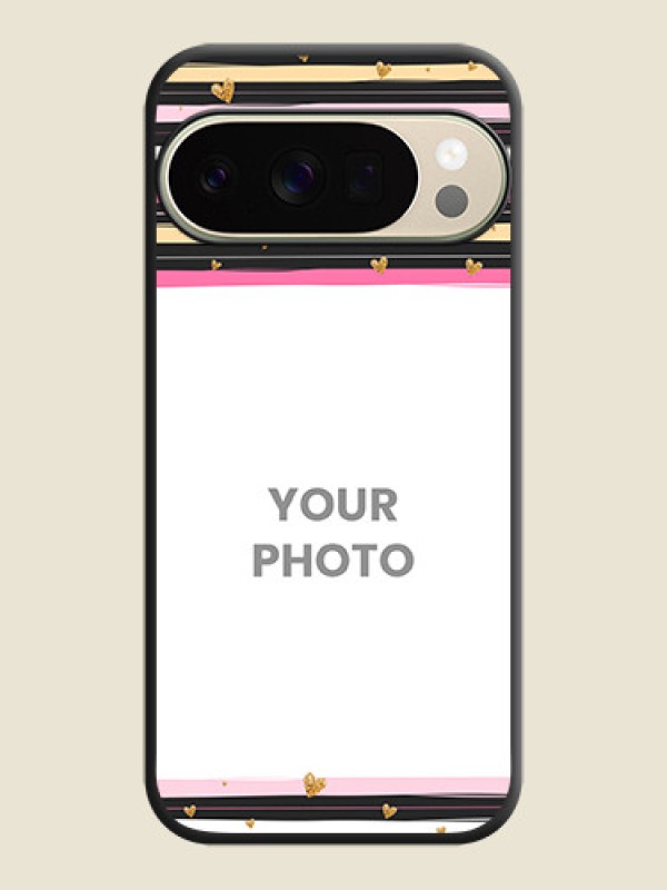 Custom Multicolor Lines and Golden Love Symbols Design on Photo On Space Black Custom Soft Matte Mobile Back Cover - Google Pixel 10 Pro 5G - alternate view