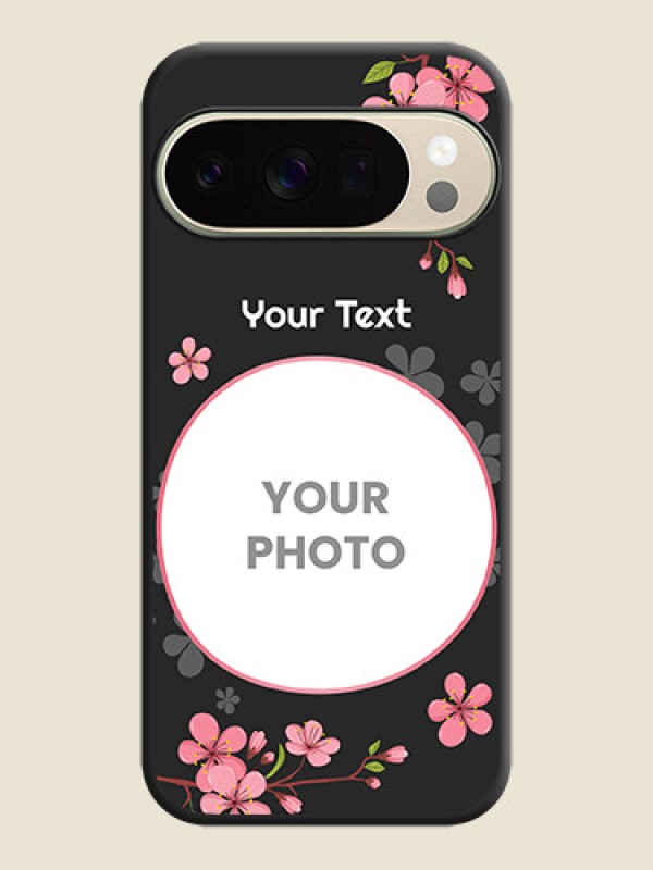 Custom Round Image with Pink Color Floral Design on Photo On Space Black Custom Soft Matte Mobile Back Cover - Google Pixel 10 Pro 5G - alternate view