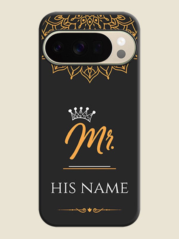 Custom Mr Name with Floral Design On Space Black Custom Soft Matte Mobile Back Cover - Google Pixel 10 Pro 5G - alternate view
