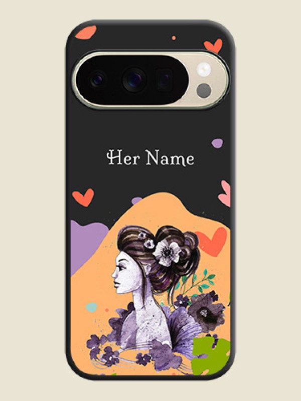 Custom Namecase For Her With Fancy Lady Image On Space Black Custom Soft Matte Mobile Back Cover - Google Pixel 10 Pro 5G - alternate view