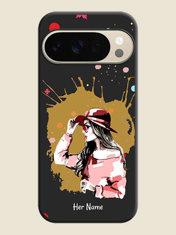 Custom Mordern Lady With Color Splash Background With Custom Text On Space Black Custom Soft Matte Mobile Back Cover - Google Pixel 10 Pro 5G - alternate view