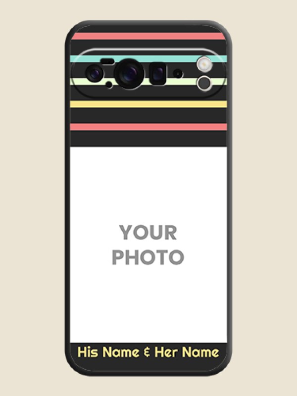 Custom Color Stripes with Photo and Text on Photo On Space Black Custom Soft Matte Mobile Back Cover - Google Pixel 10 Pro XL 5G - alternate view