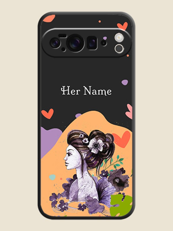 Custom Namecase For Her With Fancy Lady Image On Space Black Custom Soft Matte Mobile Back Cover - Google Pixel 10 Pro XL 5G - alternate view