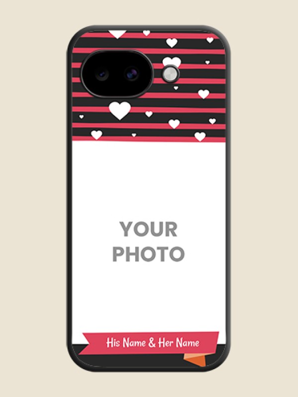 Custom White Color Love Symbols with Pink Lines Pattern On Space Black Custom Soft Matte Mobile Back Cover - Google Pixel 10A 5G - alternate view