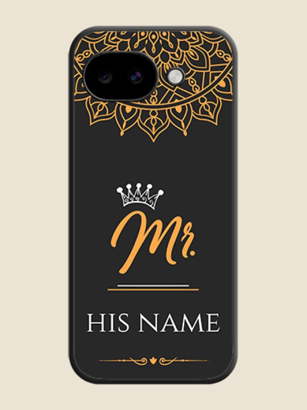 Custom Mr Name with Floral Design On Space Black Custom Soft Matte Mobile Back Cover - Google Pixel 10A 5G - alternate view