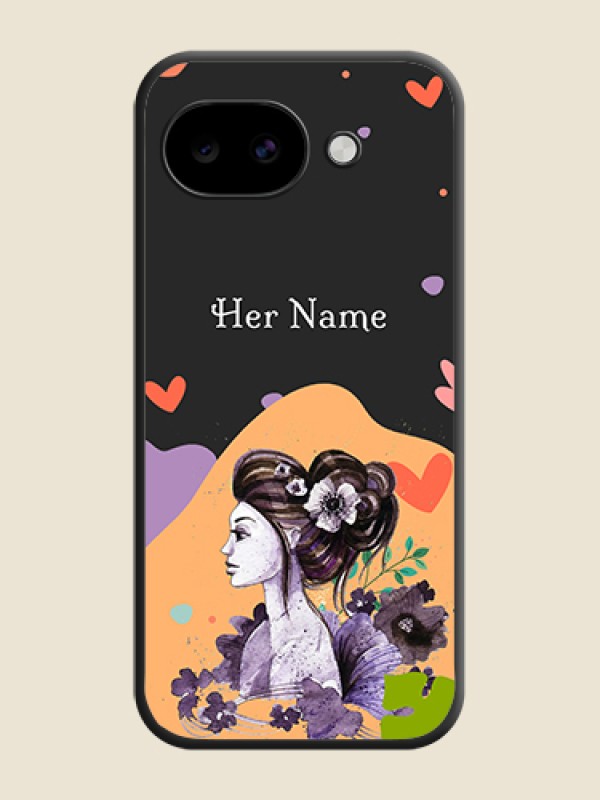 Custom Namecase For Her With Fancy Lady Image On Space Black Custom Soft Matte Mobile Back Cover - Google Pixel 10A 5G - alternate view