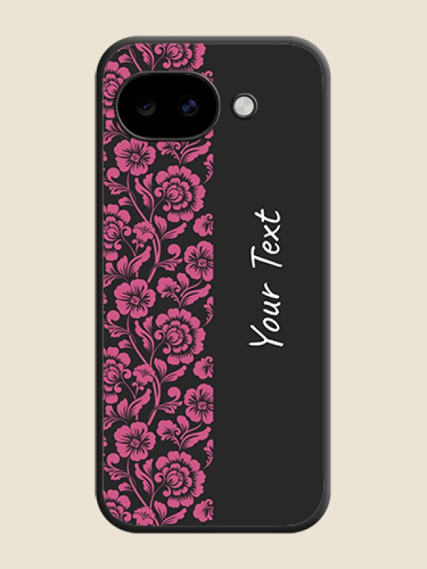 Custom Pink Floral Pattern Design With Custom Text On Space Black Custom Soft Matte Mobile Back Cover - Google Pixel 10A 5G - alternate view