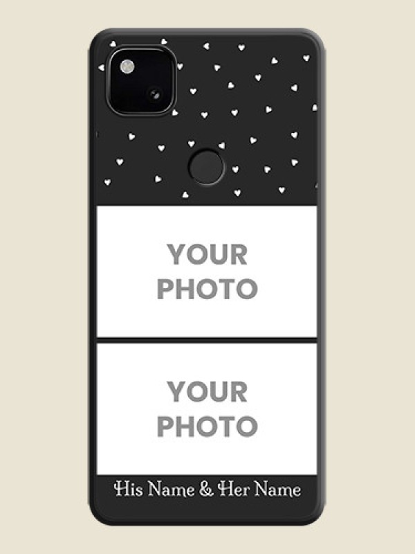 Custom Miniature Love Symbols with Name on Space Black Custom Soft Matte Back Cover - Google Pixel 4A - alternate view