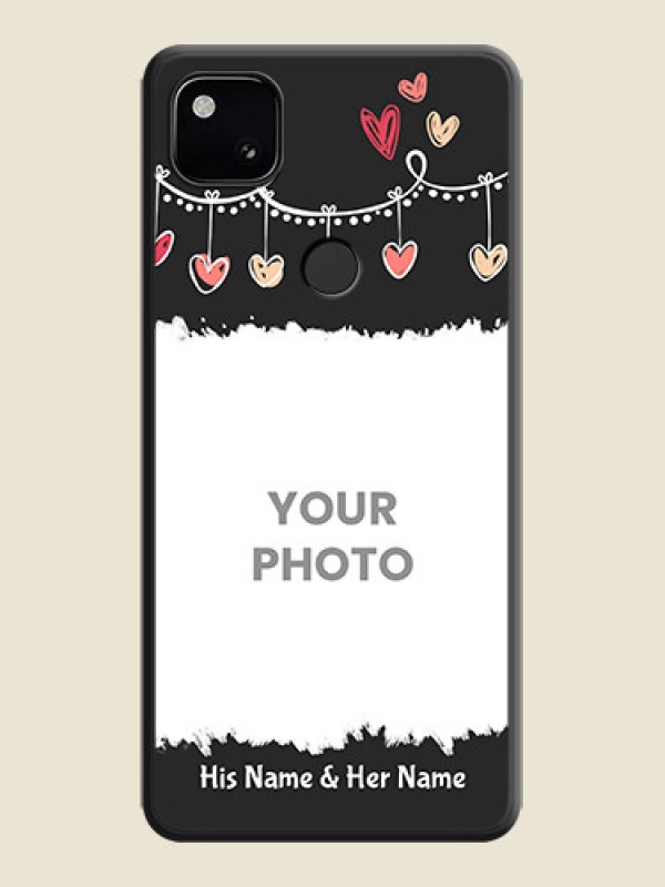 Custom Pink Love Hangings with Name on Space Black Custom Soft Matte Phone Cases - Google Pixel 4A - alternate view