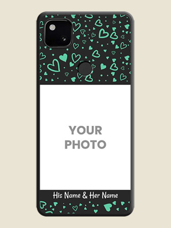 Custom Sea Green Indefinite Love Pattern on Photo on Space Black Soft Matte Mobile Cover - Google Pixel 4A - alternate view