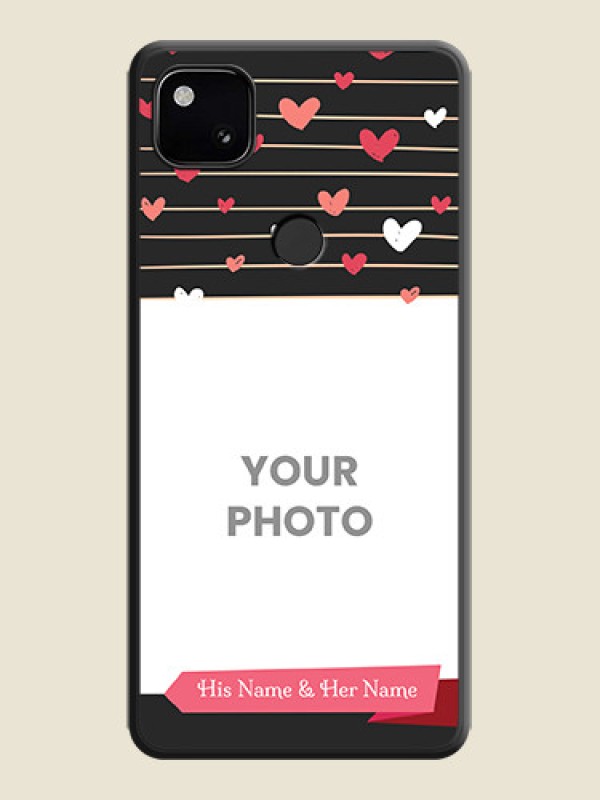 Custom Love Pattern with Name on Pink Ribbon  on Photo on Space Black Soft Matte Back Cover - Google Pixel 4A - alternate view