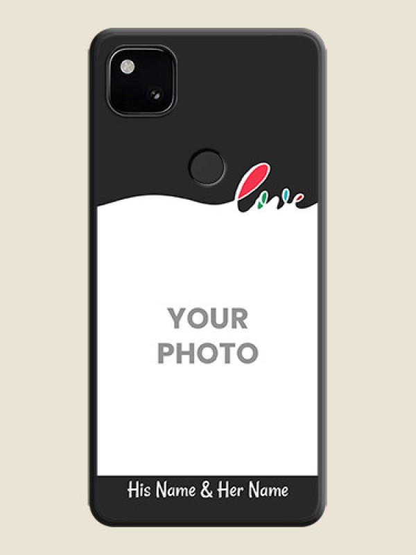 Custom Fall in Love Pattern with Picture on Photo on Space Black Soft Matte Mobile Case - Google Pixel 4A - alternate view