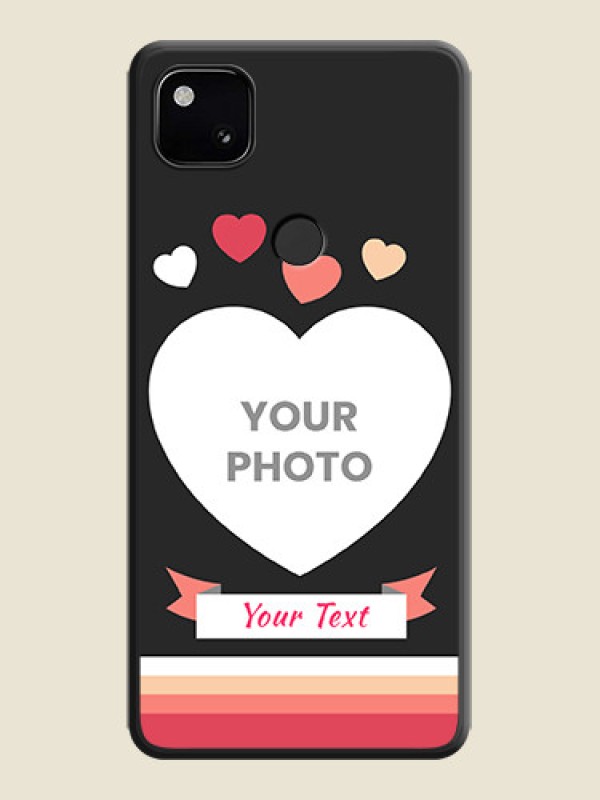 Custom Love Shaped Photo with Colorful Stripes on Personalised Space Black Soft Matte Cases - Google Pixel 4A - alternate view